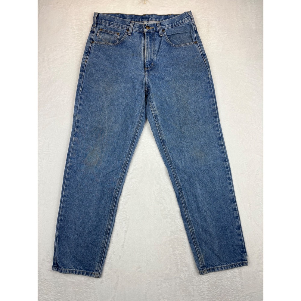 Carhartt B17 DST Men's 36x30 Relaxed Fit Grungy Blue Denim Washed‎ Work Fade